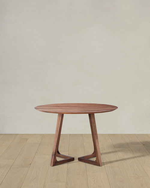 Solid Wood Midcentury Round Dining Table - One Size / Brown Walnut