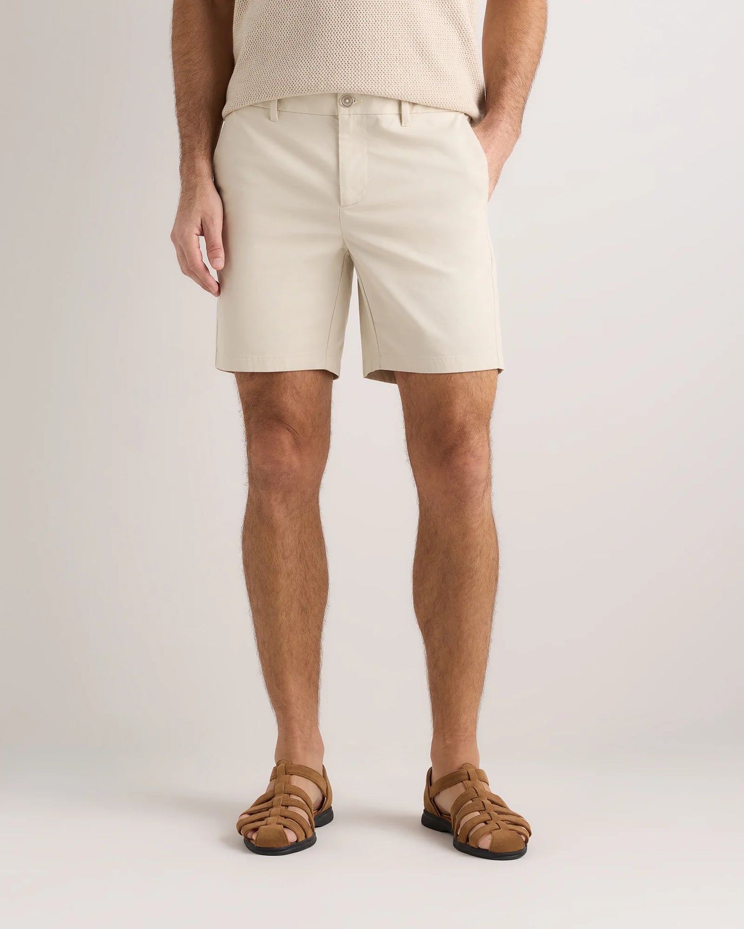 Organic Cotton Classic Stretch Chino Shorts - 7" - 30 / Stone