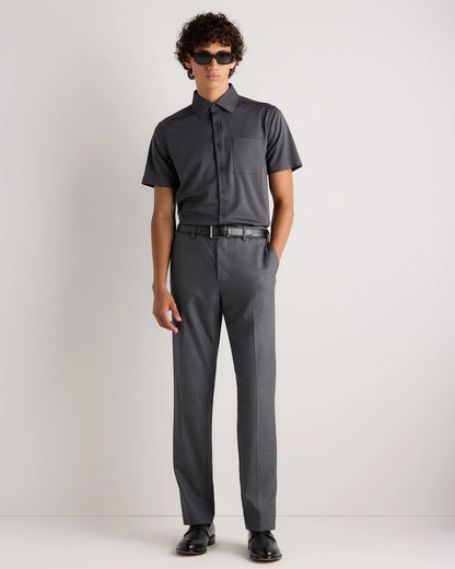 Commuter Stretch Pique Short Sleeve Button Down - S / Black