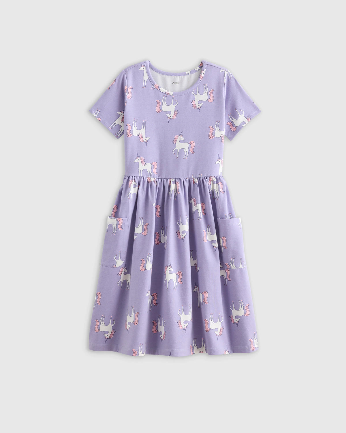 Organic Cotton Fit and Flare Pocket Dress - 6 / Cloud Rainbow Stripe
