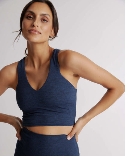 Ultra-Soft V-Neck Cropped Tank - XS / Heather Navy