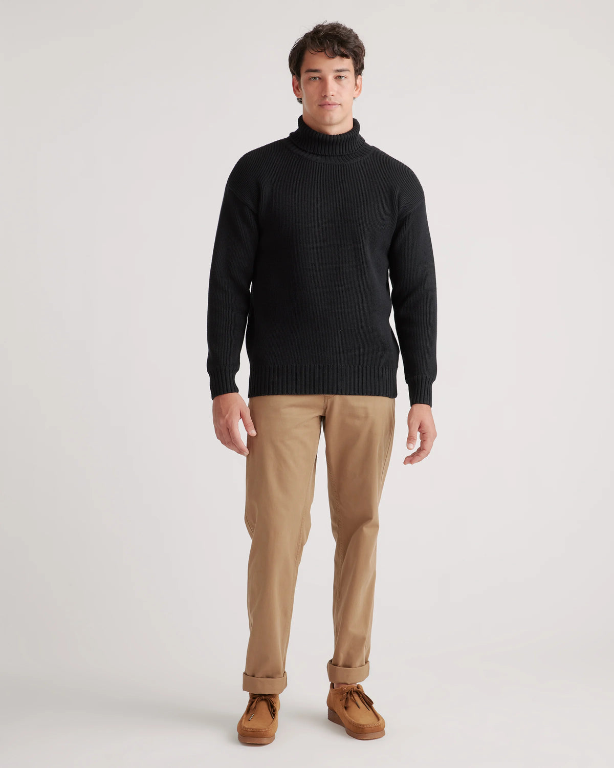 100% Organic Cotton Turtleneck Sweater - S / Charcoal