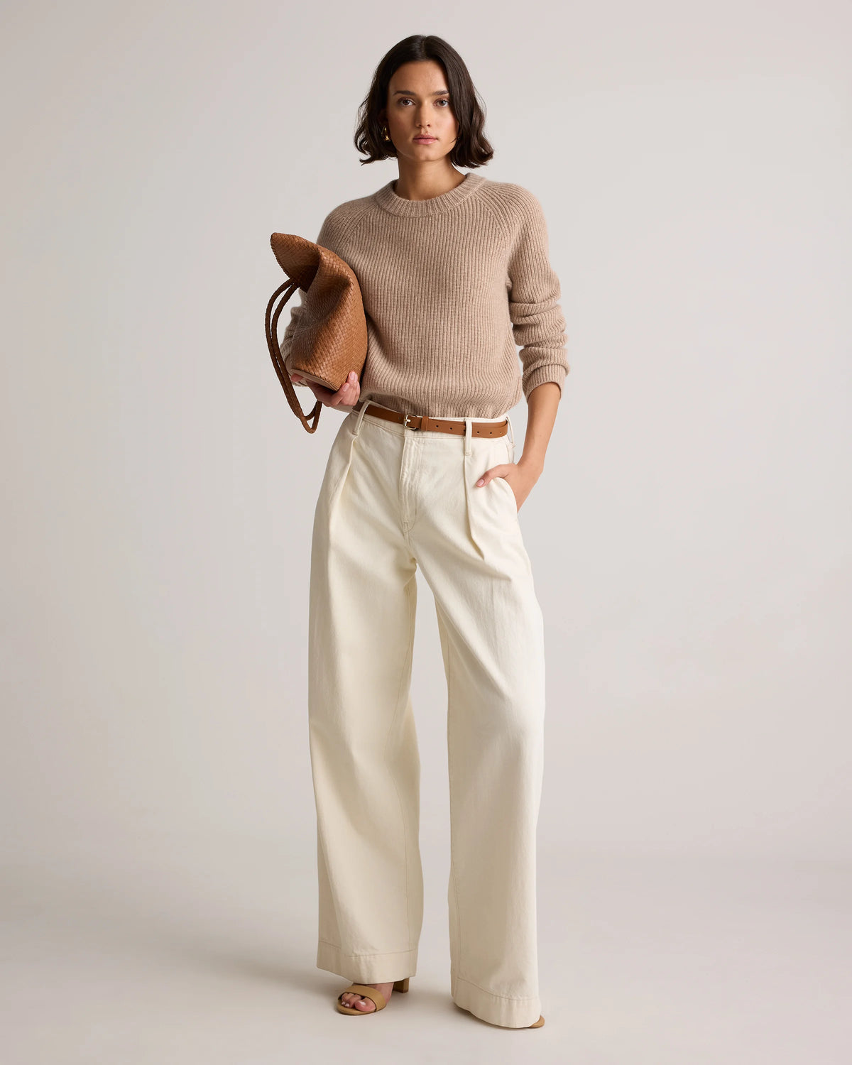 Mongolian Cashmere Fisherman Crewneck Sweater - XS / Teak