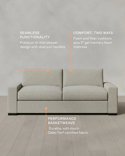 Stillman Sleeper Sofa in Performance Basketweave - Queen / Flax