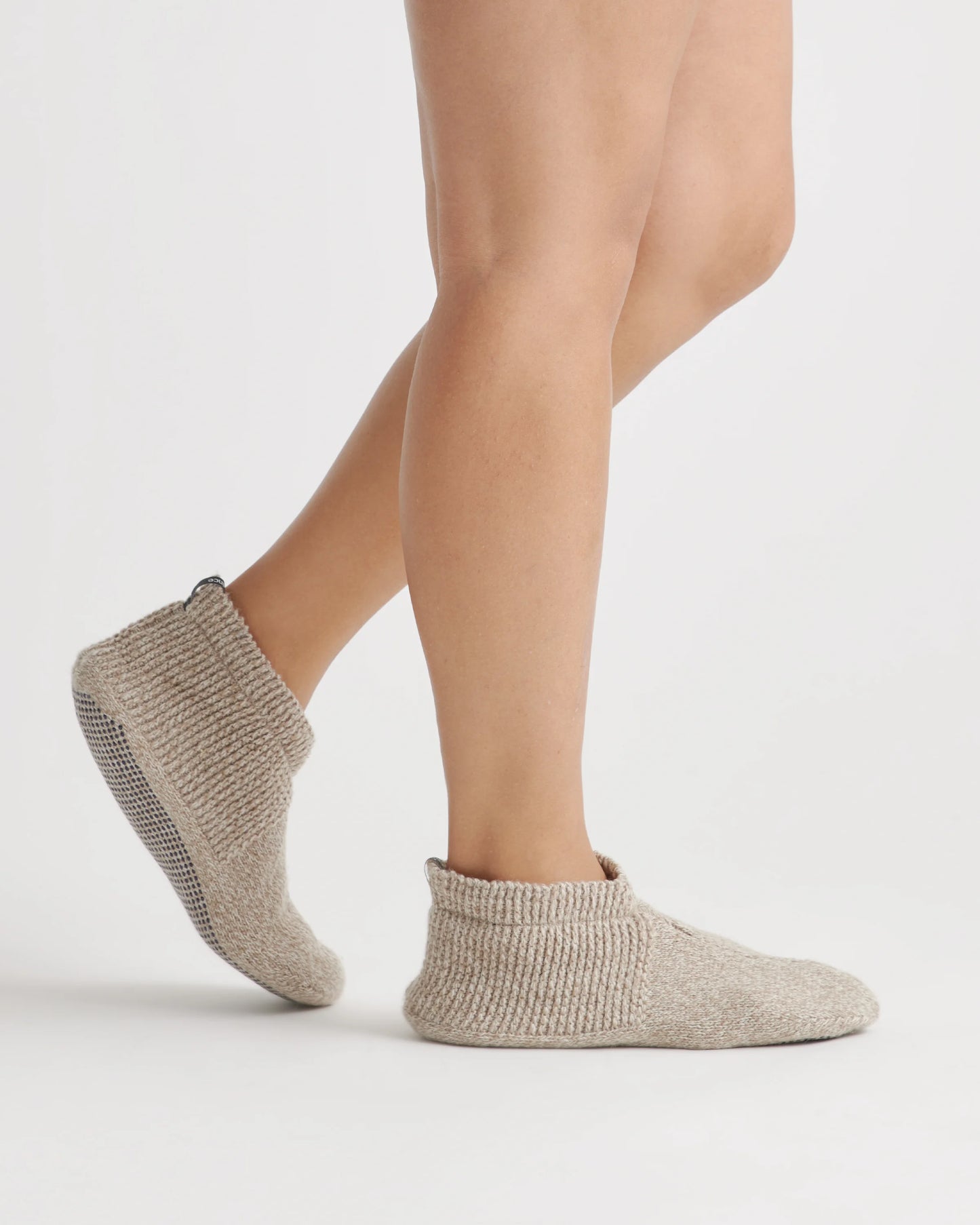 Fleece Lined Gripper Slippers (2-Pack) - S / Grey/Natural