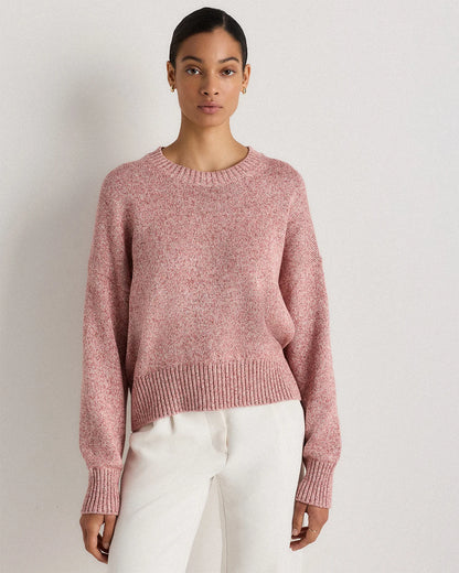 100% Organic Cotton Boyfriend Crew Sweater - XS / Speckled Beige