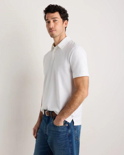 100% Organic Sueded Jersey Polo - S / Classic White