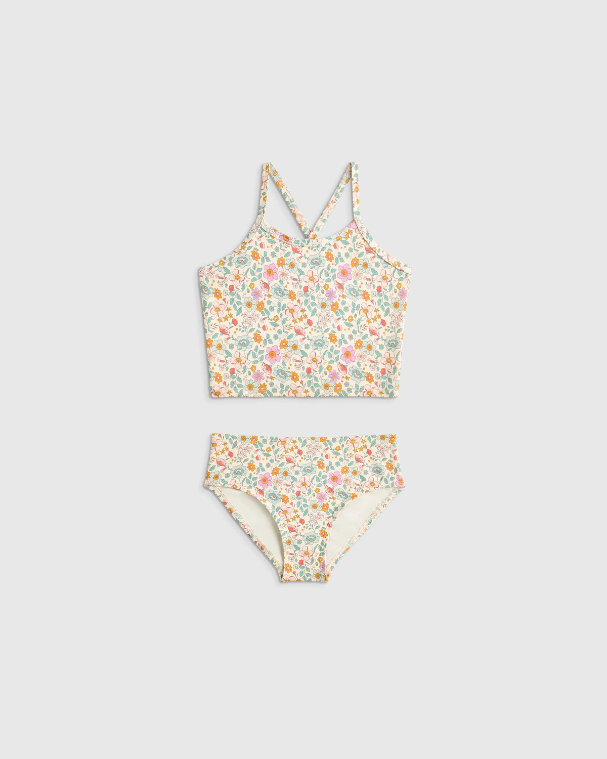 Tankini and Long Sleeve Raglan Rash Guard Set - 2T / Soft Ditsy Floral