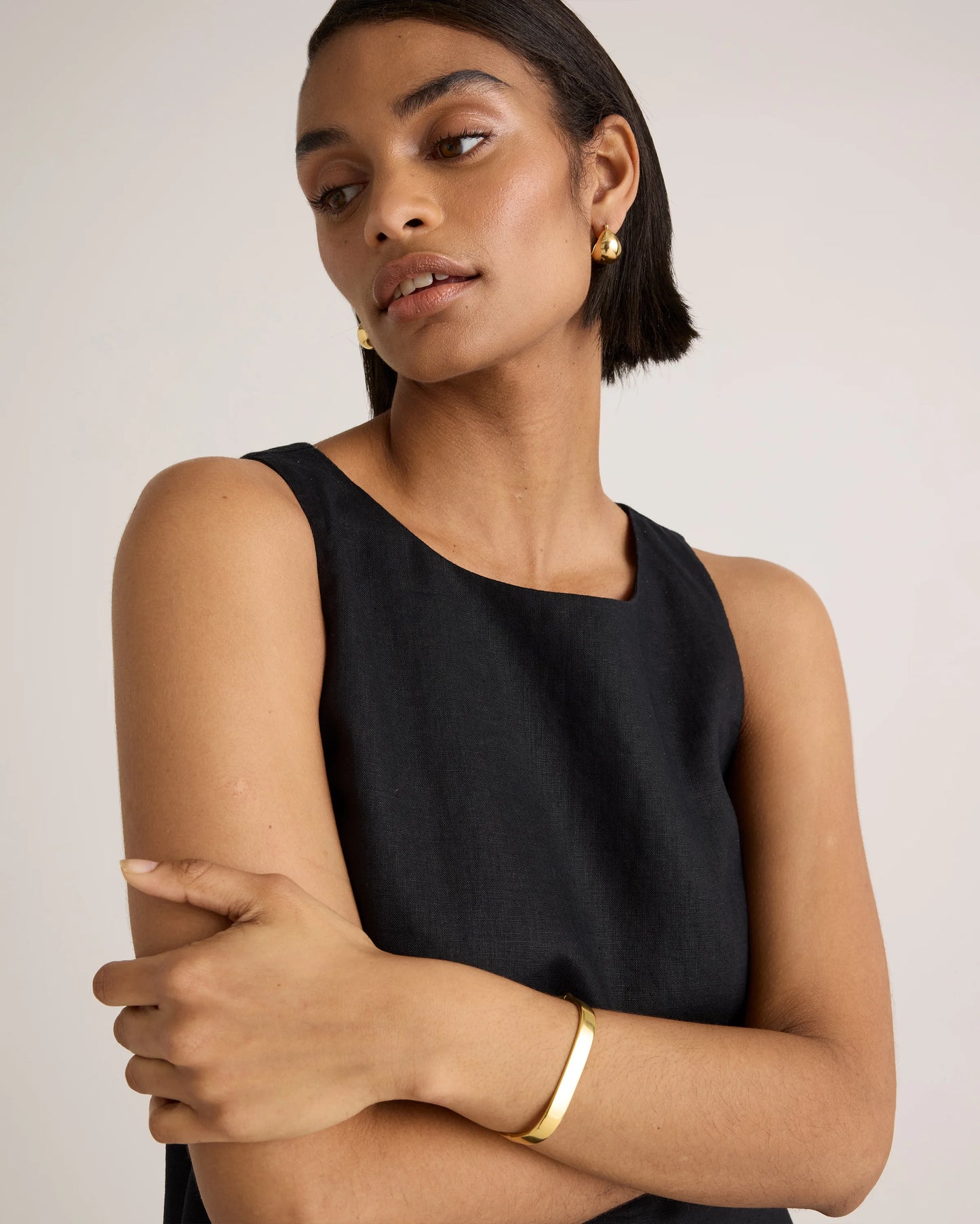 100% European Linen Tank Mini Dress - XS / Martini Olive