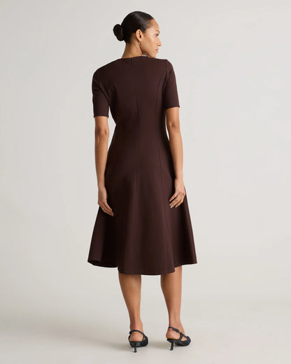 Ultra-Stretch Ponte Short Sleeve Midi Dress - XS / Ruby Red
