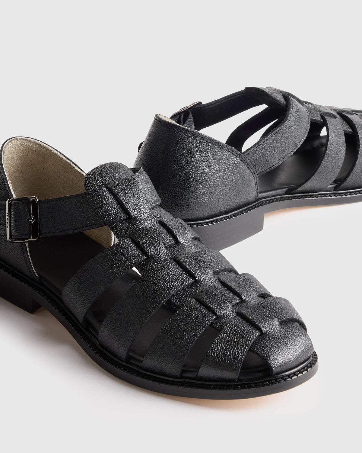 Calfskin Leather Fisherman Sandal - 7 / Black