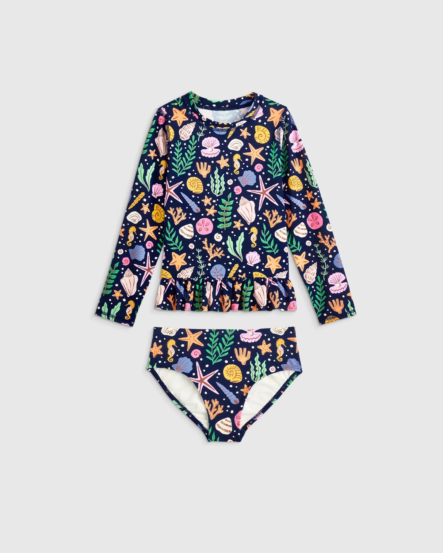 Long Sleeve Ruffle Rash Guard Two-Piece Swimsuit - 6 / Poolside Floral