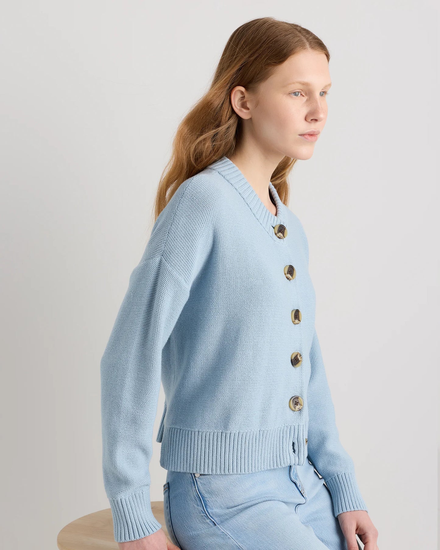 100% Organic Cotton Cropped Cardigan - XS / Heather Brown