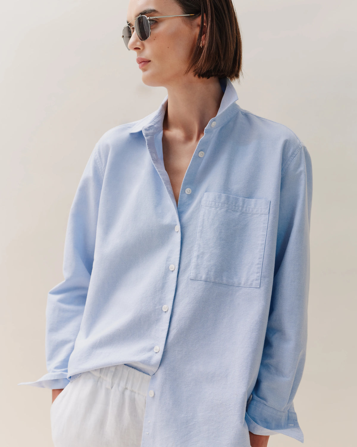 Organic Cotton Relaxed Oxford Shirt - XS / Opal Pink