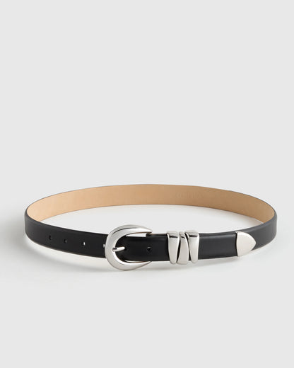 Elissa Triple Keeper European Leather Belt - XS / Black/Gold