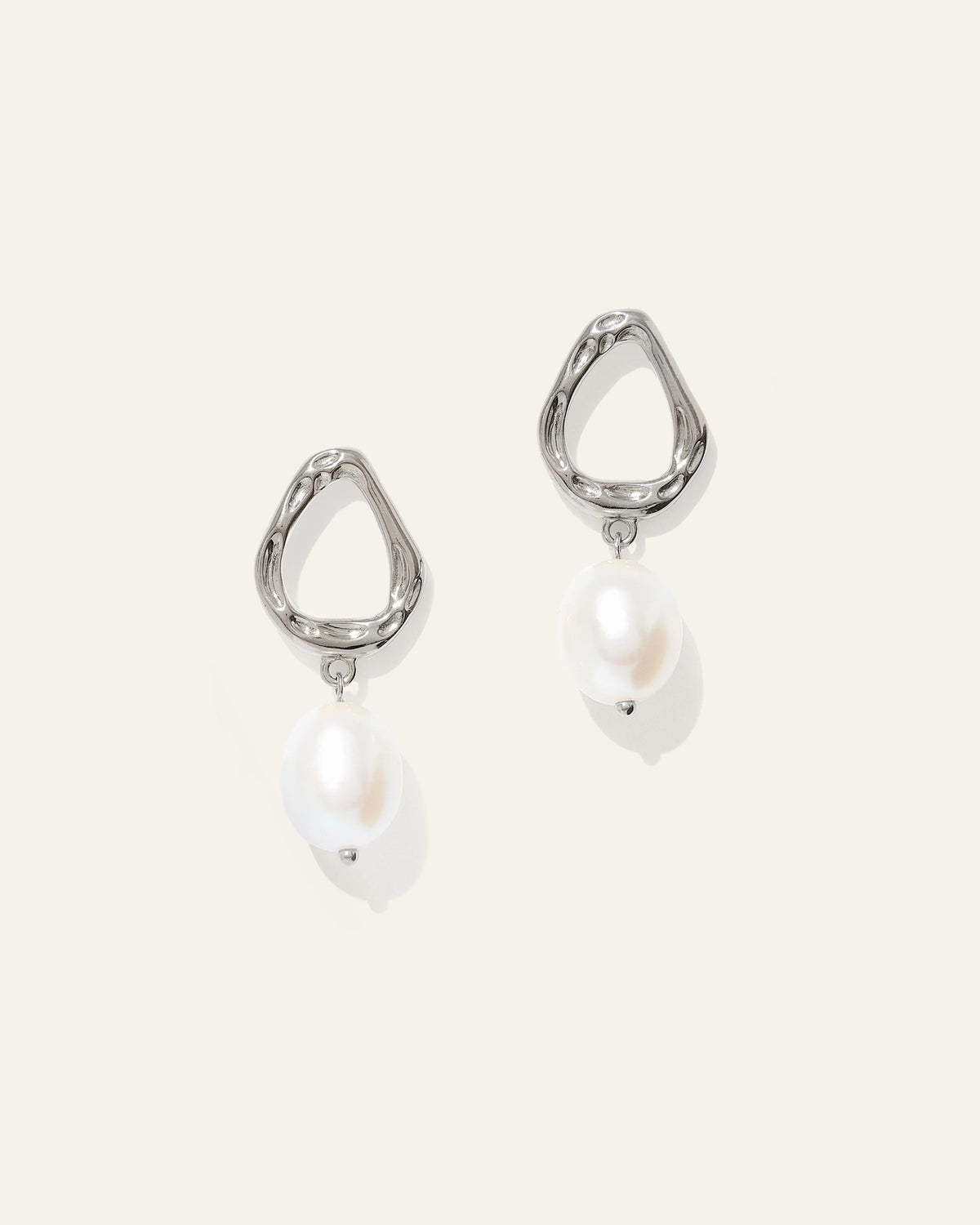 Freshwater Cultured Pearl Sculptural Drop Earrings - One Size / Gold Vermeil