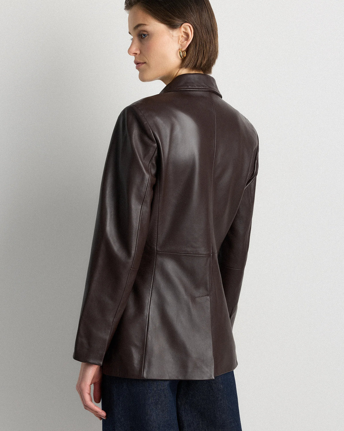 100% Leather Blazer - XS / Rich Brown