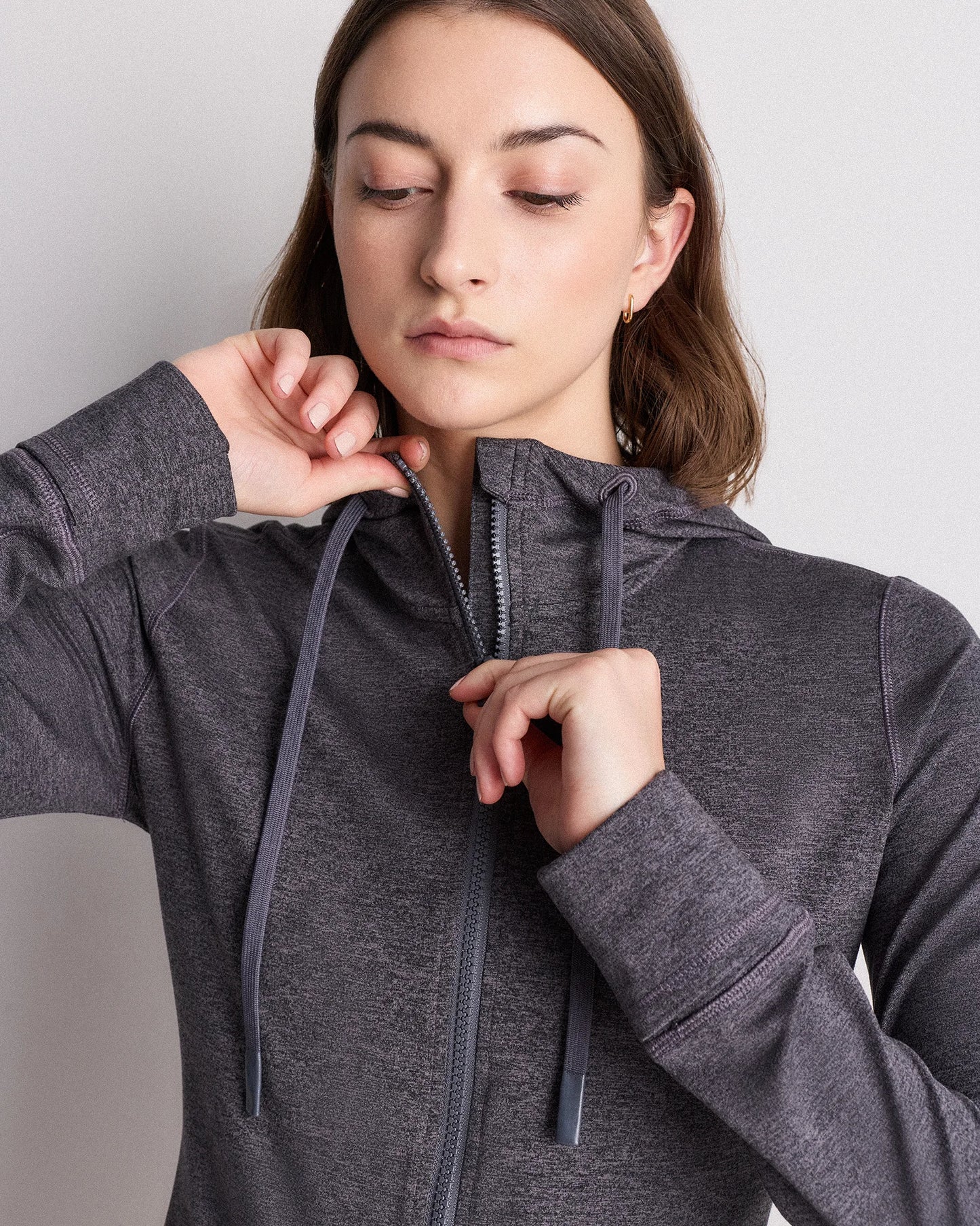 Ultra-Soft Slim Fit Hooded Jacket - XS / Heather Black
