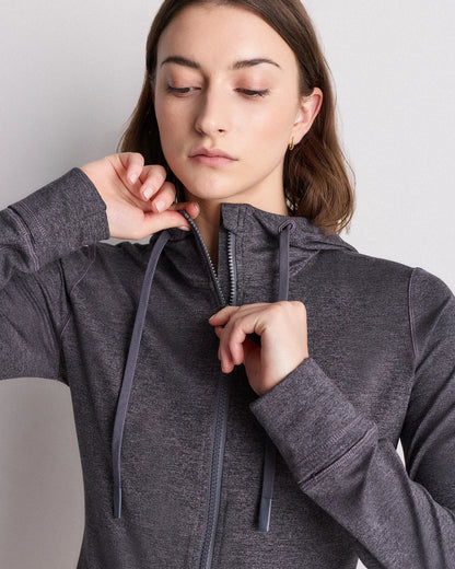 Ultra-Soft Slim Fit Hooded Jacket - XS / Heather Black
