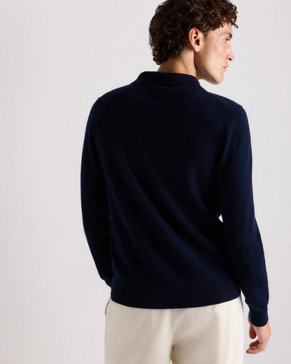 Mongolian Cashmere Polo Sweater - S / True Navy