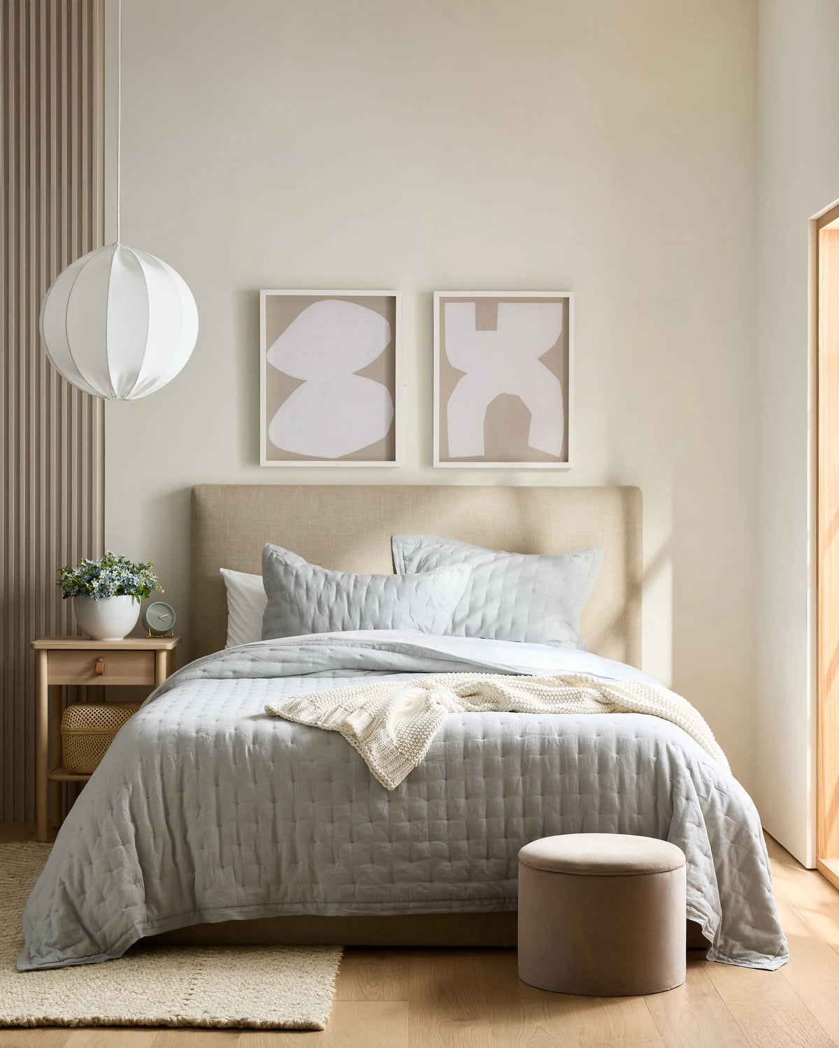 European Linen Dream Quilt - Twin / White
