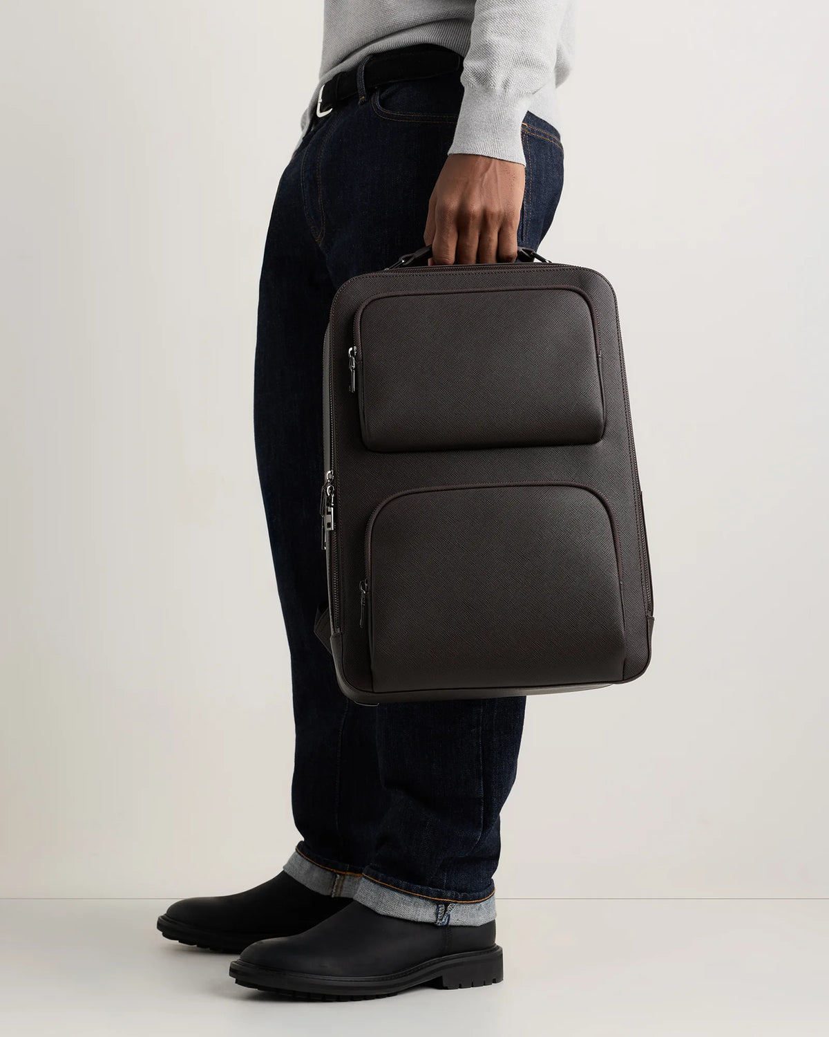 Italian Saffiano Laptop Backpack - One Size / Hickory