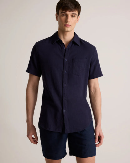 Organic Cotton Stretch Selvage Short Sleeve Shirt - S / Olive