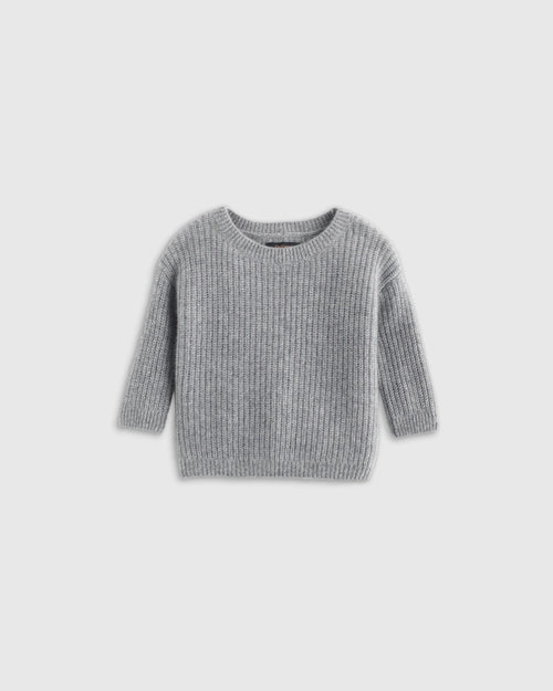 Washable Cashmere Fisherman Tunic Sweater - 3-6M / Heather Grey