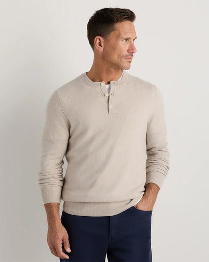 Mongolian Cashmere Henley Sweater - S / Brown