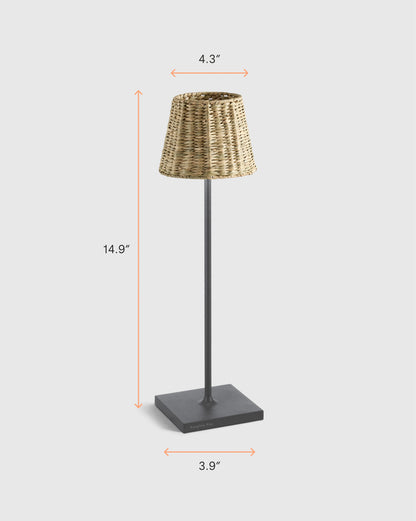 Poldina Pro Rechargeable Table Lamp with Seagrass Shade by Zafferano - Regular / White