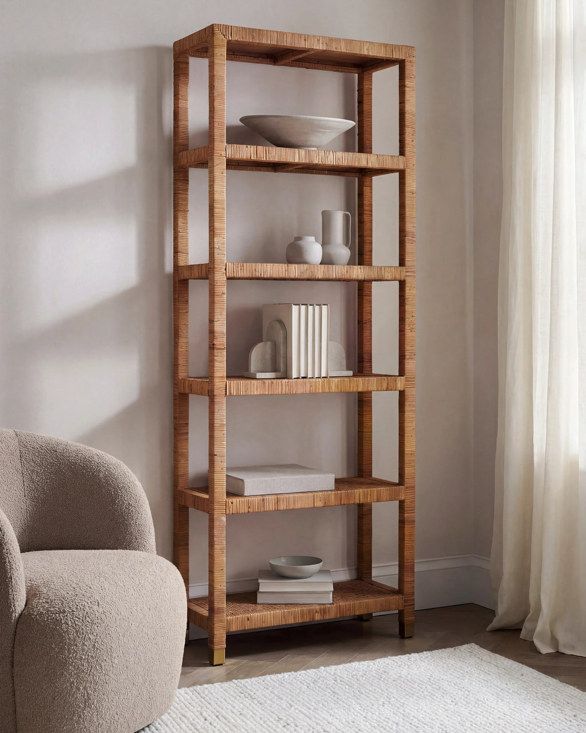 Handwoven Rattan Bookcase - One Size / Natural