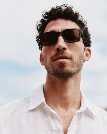 Tulum Polarized Acetate Sunglasses - Standard / Clear Spice with Deep Rose lens