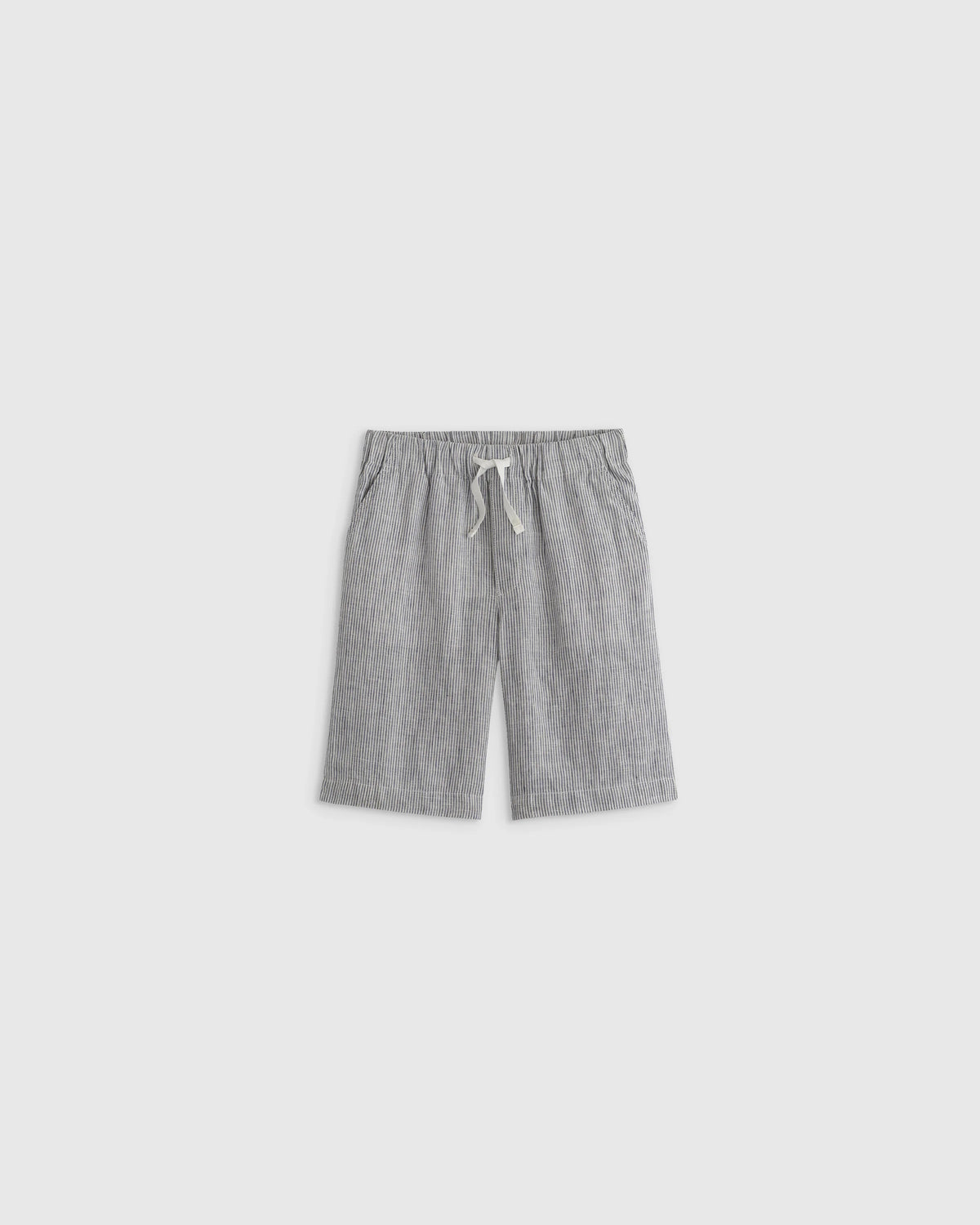 100% European Linen Pull-On Shorts - 2T / Blue Pinstripe