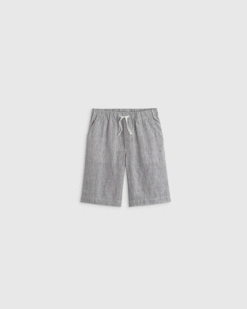 100% European Linen Pull-On Shorts - 2T / Blue Pinstripe