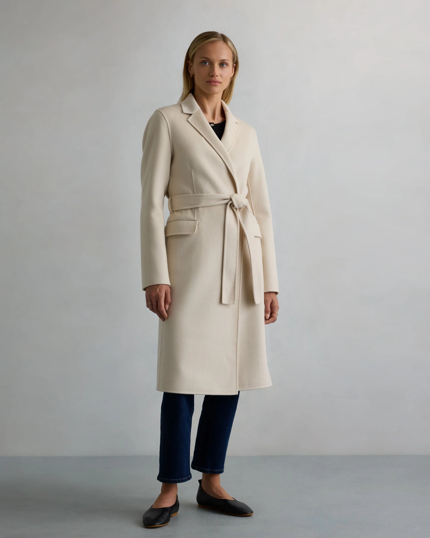 100% Mongolian Cashmere Double-Faced Wrap Coat - XS / Camel