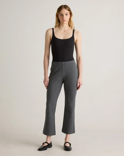 Organic Cotton Double Knit Kick Flare Pants - XS / Heather Charcoal Grey