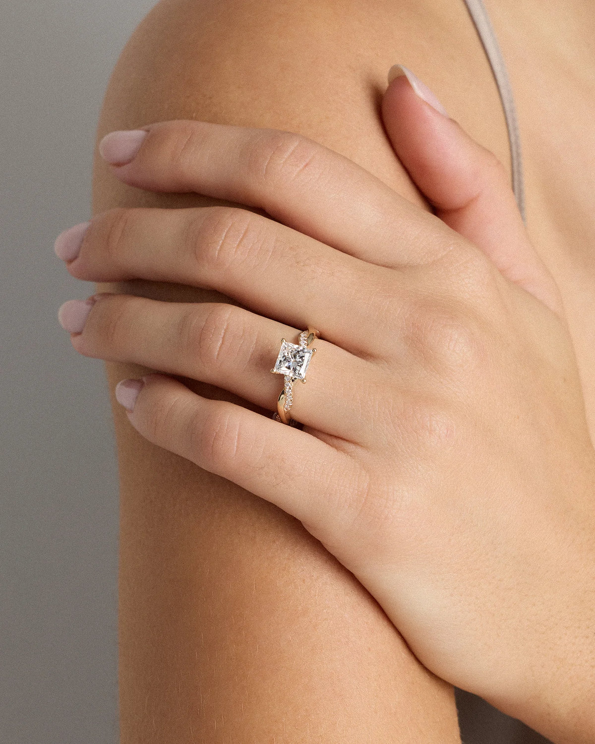 Lab Grown Diamond Princess Twisted Engagement Ring - 1.5ct - 4 / Yellow Gold