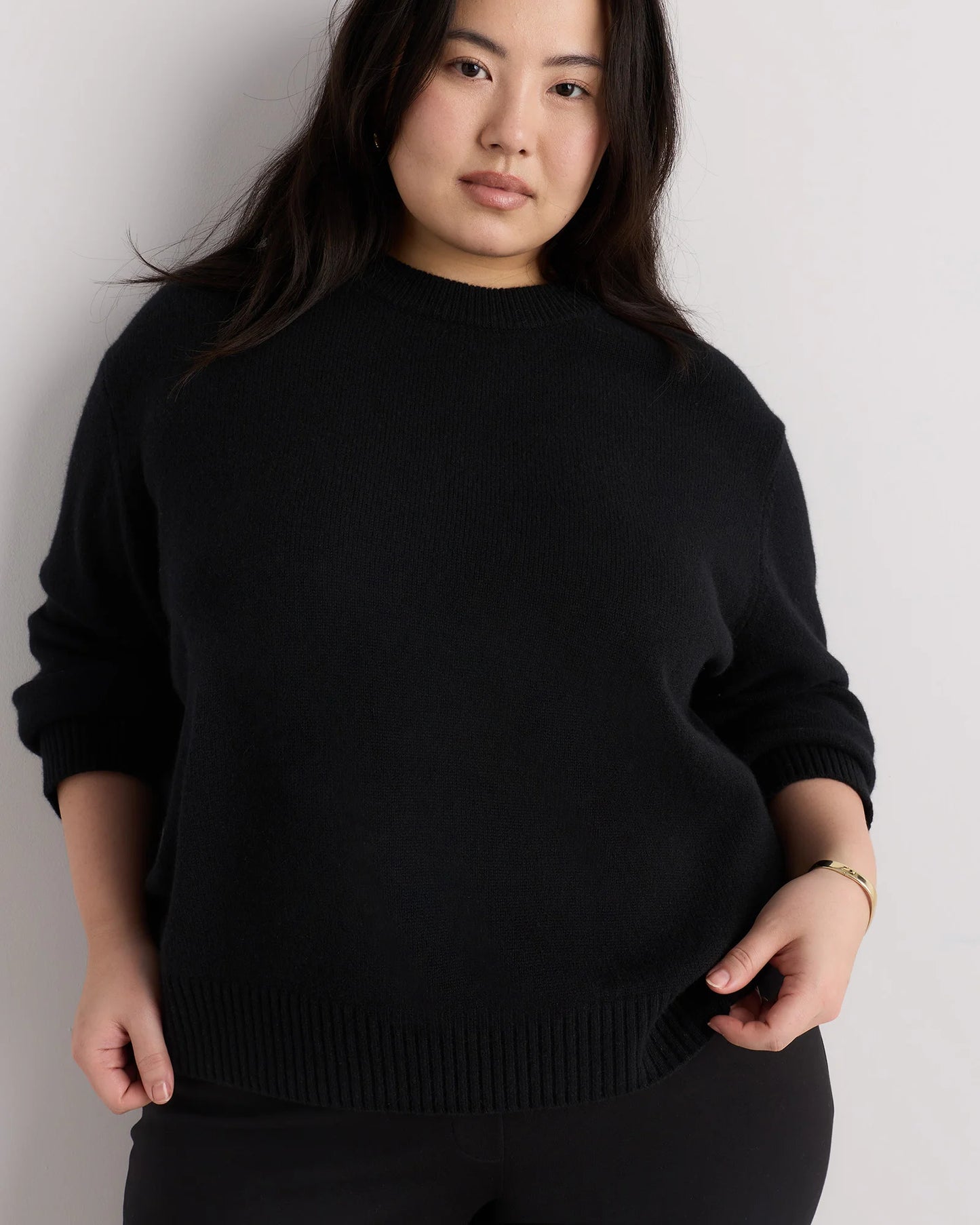 Mongolian Cashmere Oversized Crewneck Sweater - 1X / Oatmeal