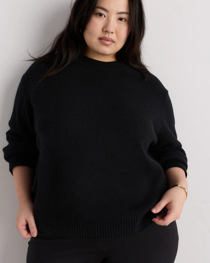 Mongolian Cashmere Oversized Crewneck Sweater - 1X / Oatmeal