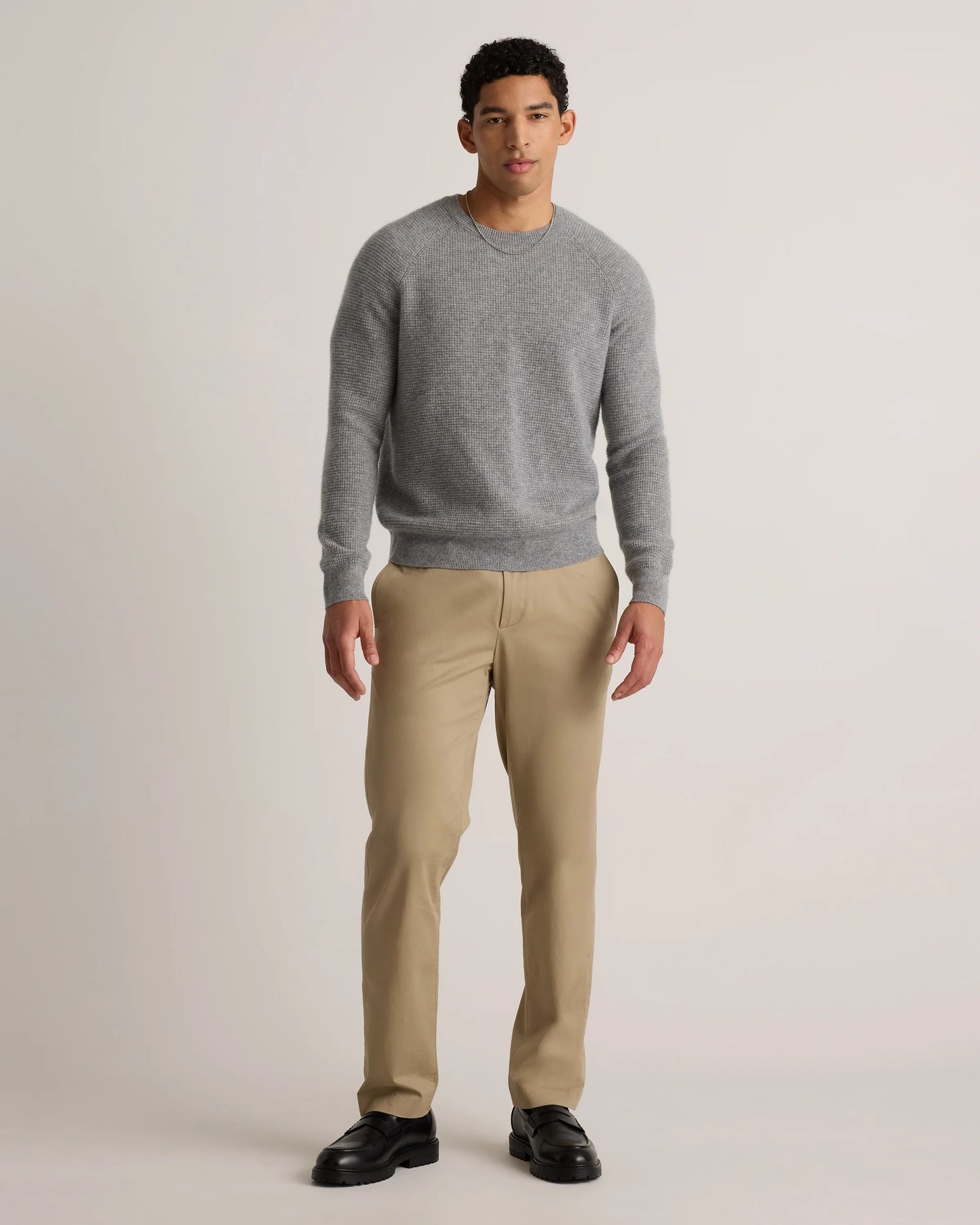 Mongolian Cashmere Waffle Sweatshirt - S / Faded Denim