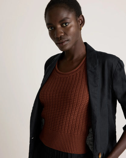 100% Organic Cotton Waffle Cropped Sweater Tank - XS / Heather Dove Grey