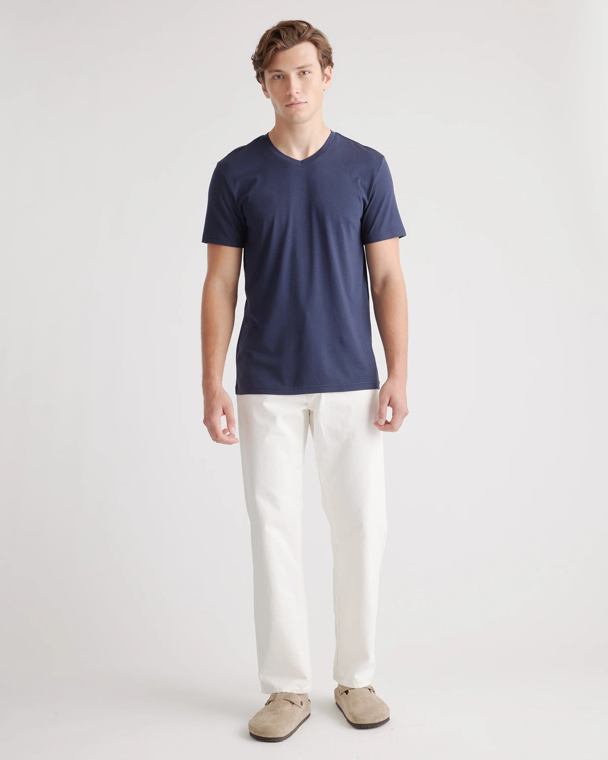Cotton Modal V-Neck Tee - S / Deep Navy