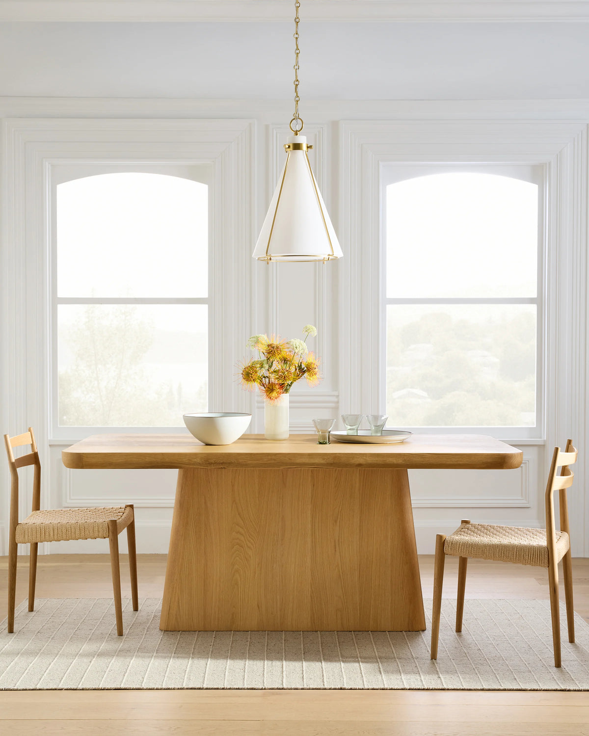 Rustic Oak Plinth Dining Table - 71" / Natural