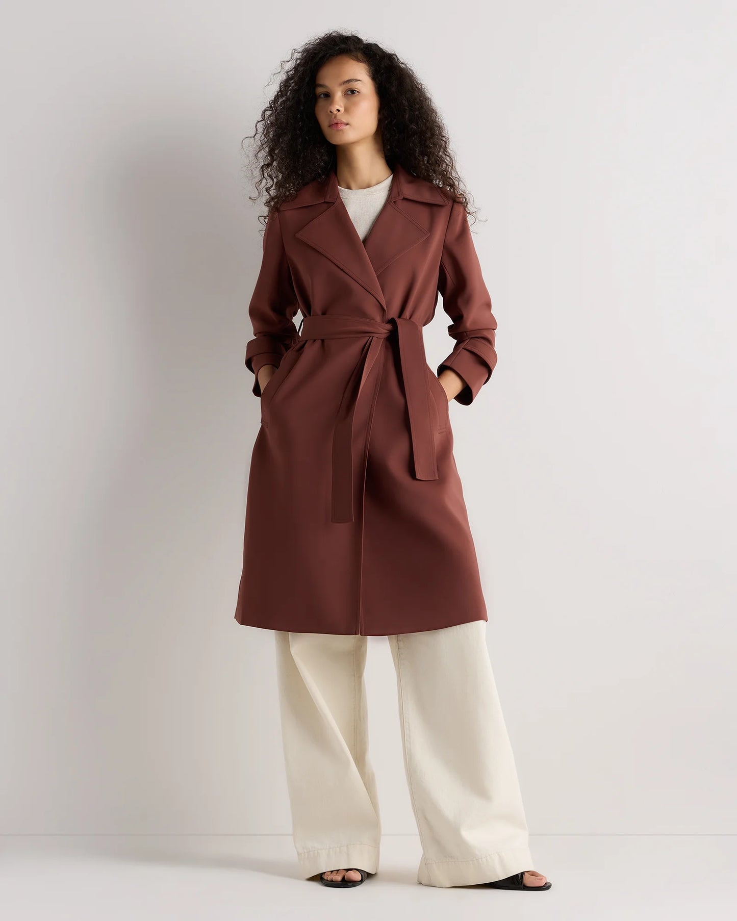 Stretch Crepe Trench Coat - XS / Olive
