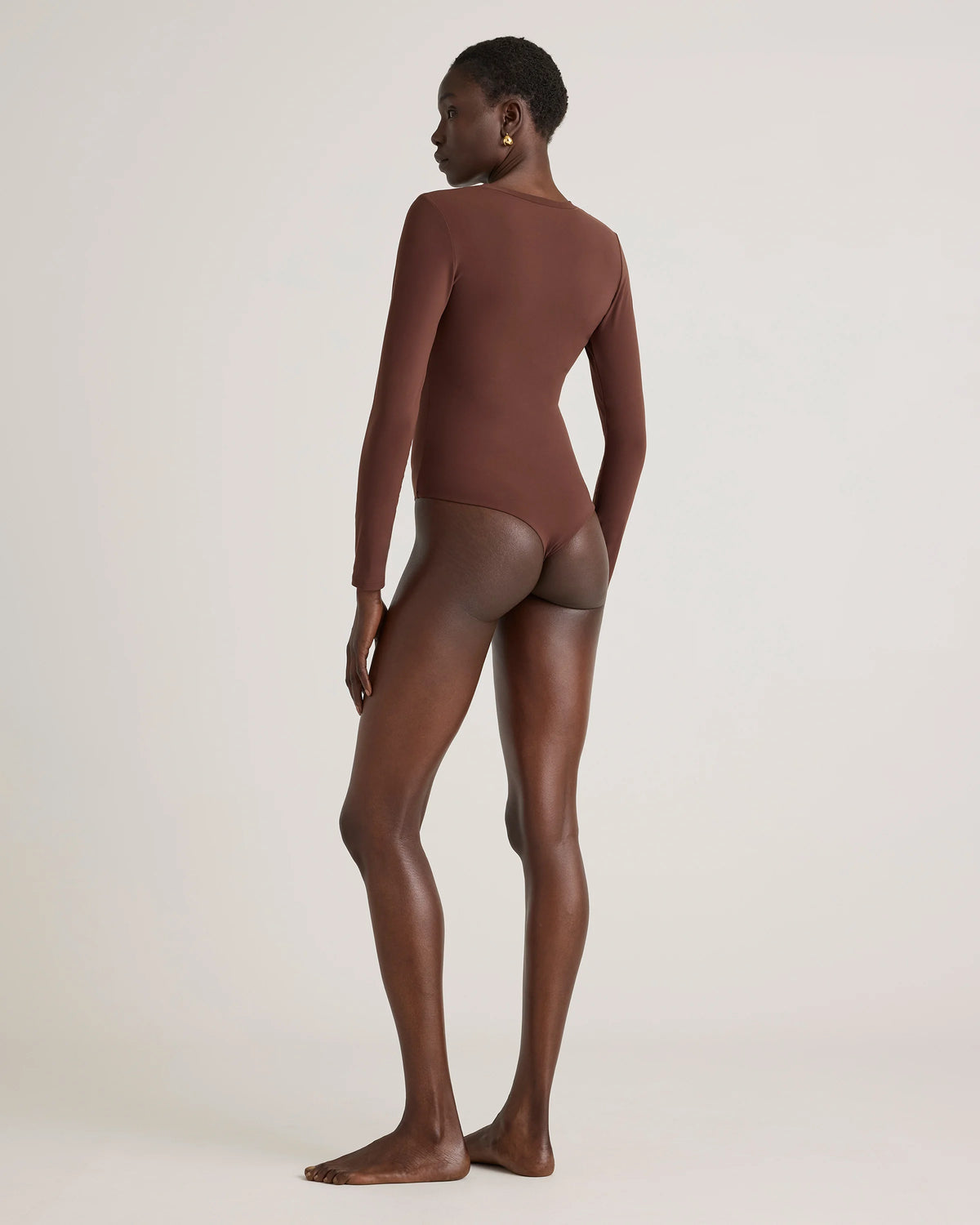 Second Skin Long Sleeve Crew Neck Bodysuit - XS / Cocoa