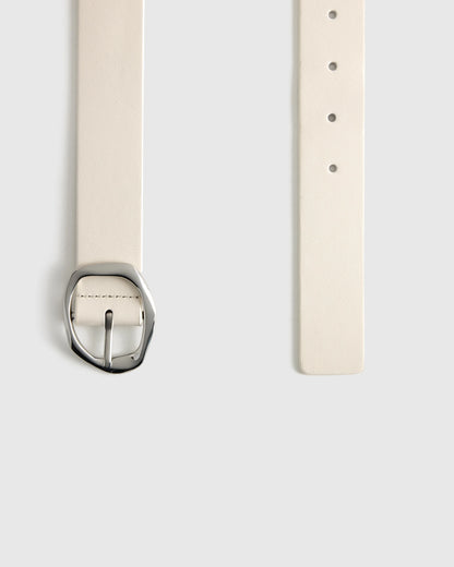 Zoe Sculptural European Leather Belt - XS / Black/Silver