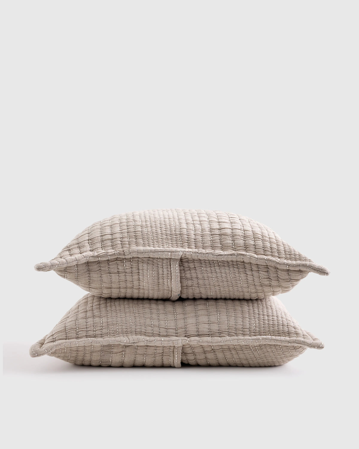 Organic Cotton Channel Stitch Sham Set - Standard / Coral Pink