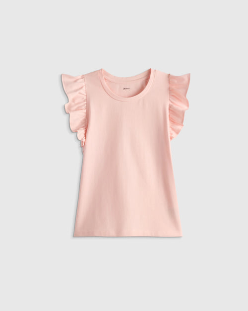 Ruffle Sleeve Organic Cotton Top - 3T / Pink