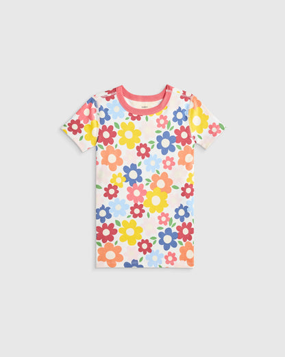 100% Organic Cotton Short Sleeve and Pant Pajama Set - 2T / Planets