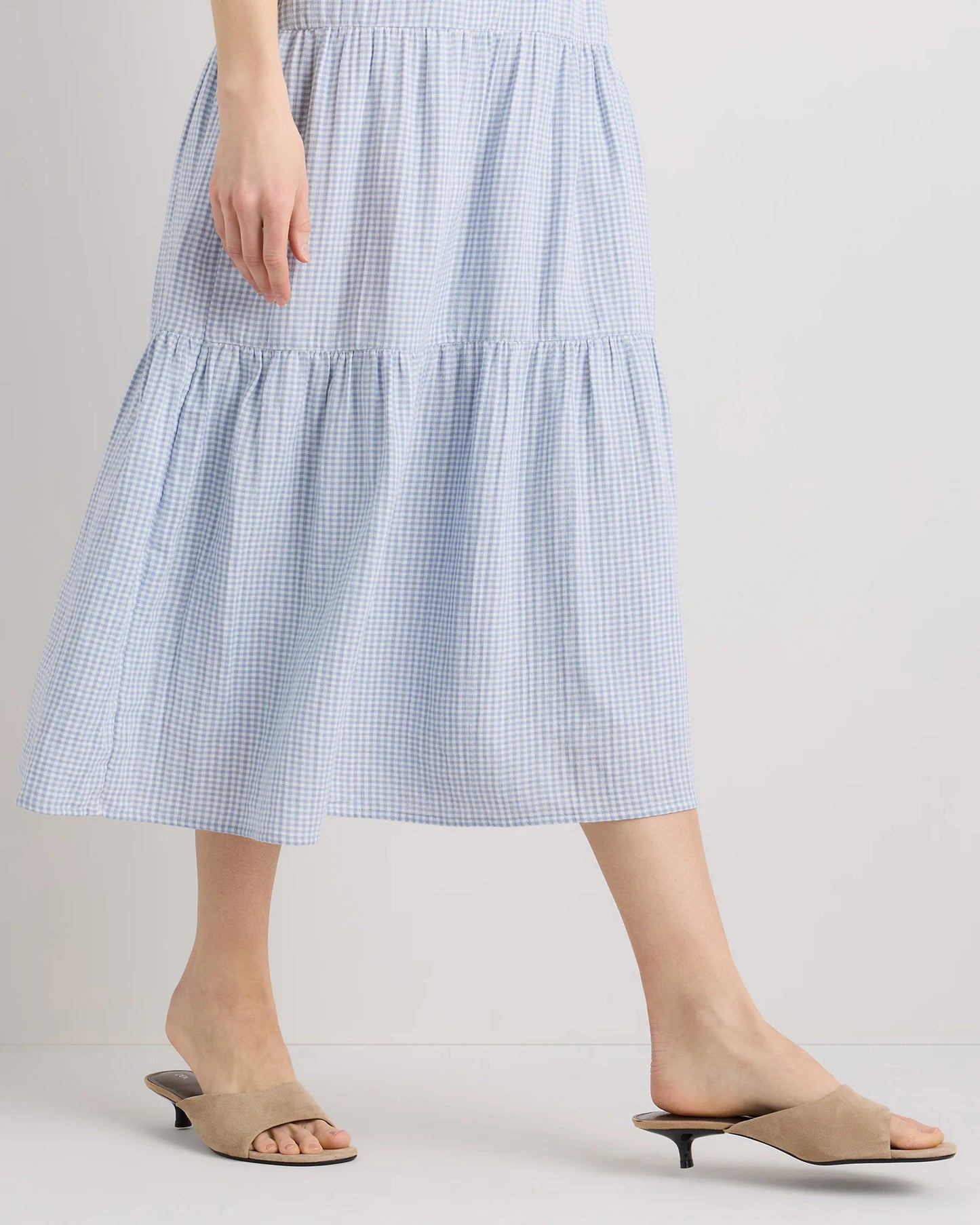 100% Organic Cotton Gauze Tiered Maxi Dress - XS / Indigo Blue
